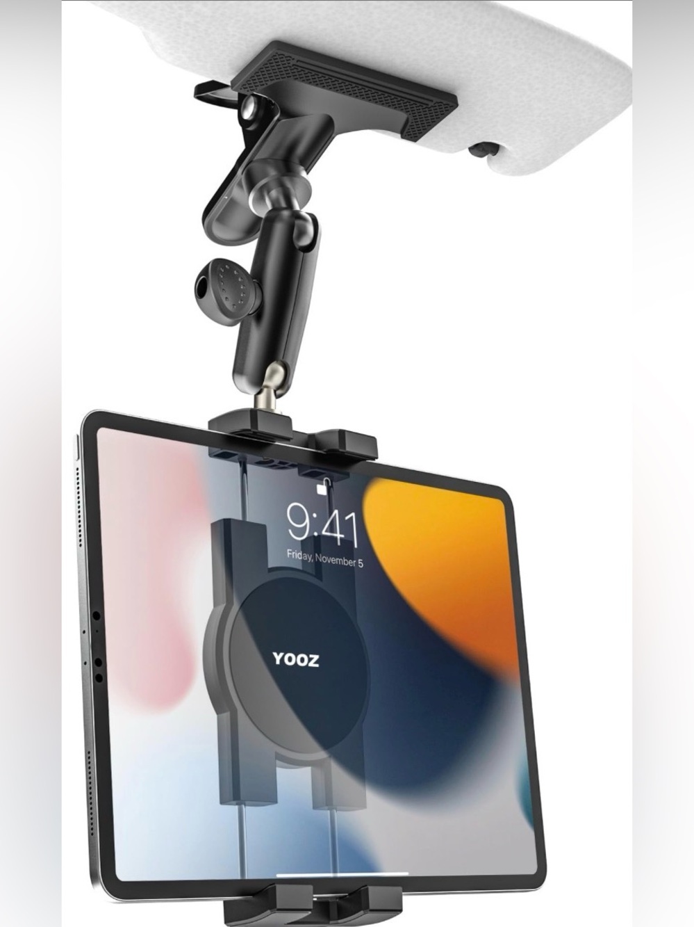 Black Adjustable Car Headrest Tablet Mount Holder